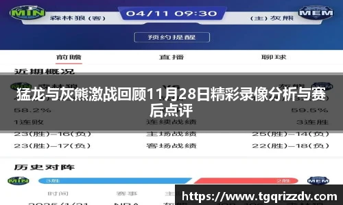 猛龙与灰熊激战回顾11月28日精彩录像分析与赛后点评